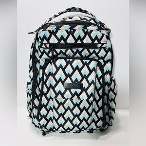 JuJuBe Be Right Back Chevron Backpack Diaper Bag Changing Pad Aqua Gray Black